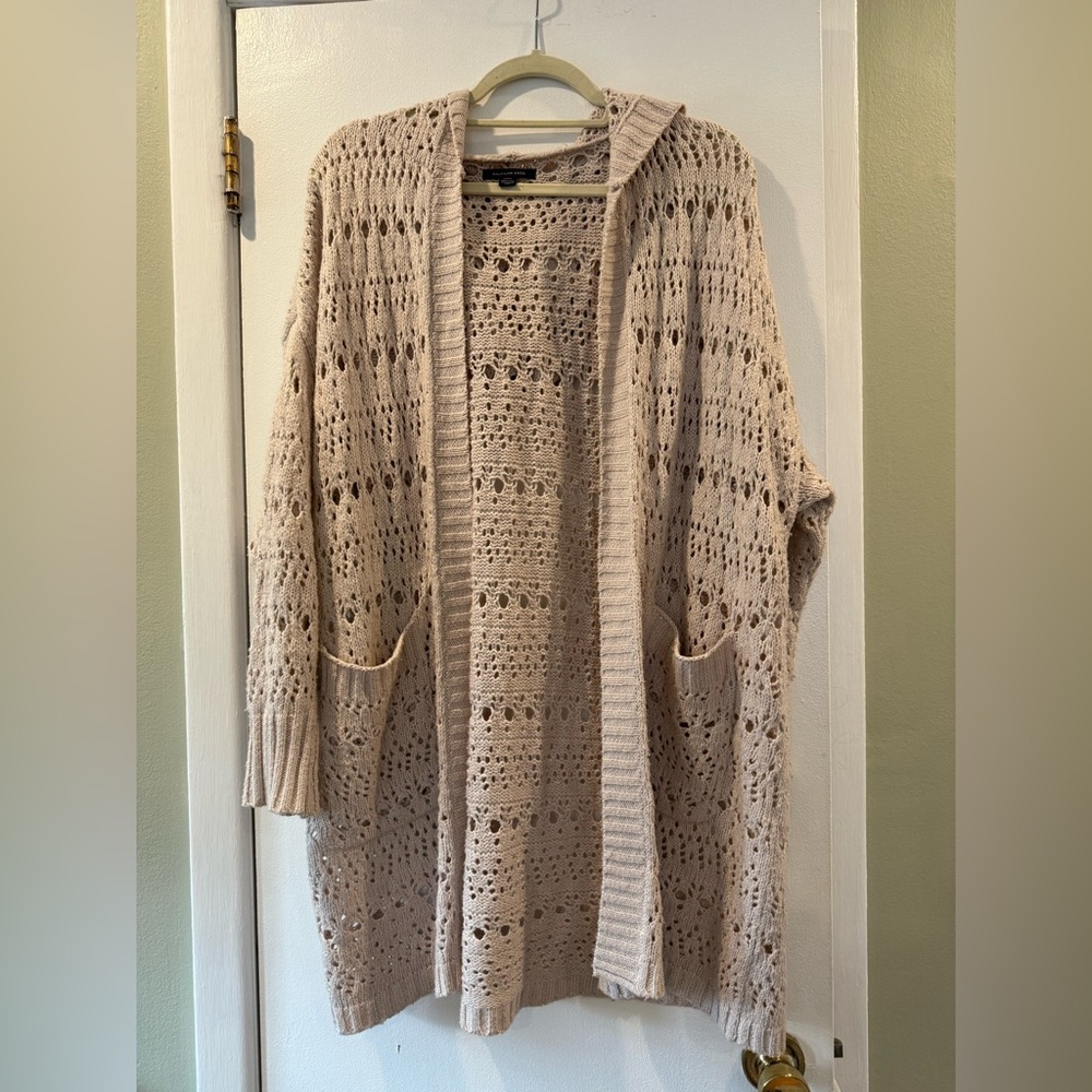 American Eagle Outfitters Beige Open-Knit Cardigan